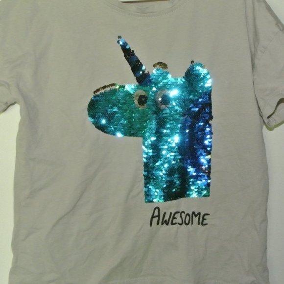Mango Kids Unicorn Sequin Flip‎ Awesome T-Shirt - Picture 2 of 5